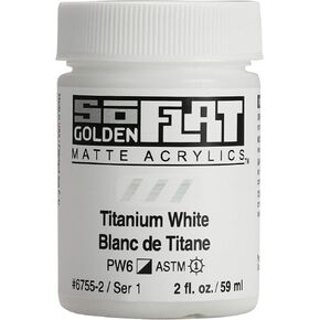 SoFlat Matte Acrylics by GOLDEN, Titanium White, 2 fl. oz. Jar, Professional Acrylic Paint, Semi-Opaque