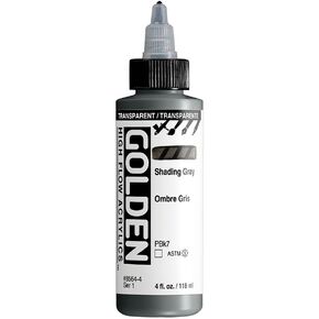 High Flow Acrylics by GOLDEN, Transparent Shading Gray, 4 fl. oz. Bottle, Professional Acrylic Paint, Transparent