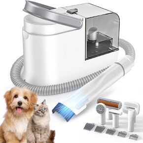 Dog Grooming Vacuum & Dog Grooming Kit, 6-in-1 Pet Vacuum Grooming Kit Clippers Trimmers & Brushes, Quiet Dog Hair Vacuum with Powerful Suction, Dog Vacuum for Shedding Grooming Home Use