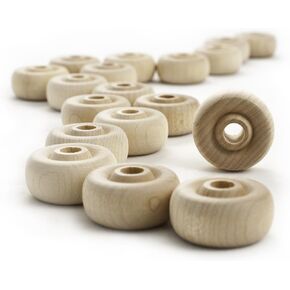 1" inch Wooden Toy Wheel x 1/2" inch Thick - 1/4" inch Hole | 50 Pack