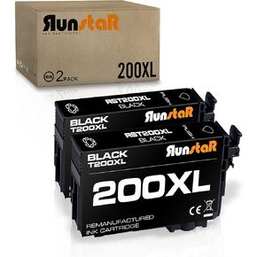 Run Star 2 Pack 200XL Cyan Remanufactured Ink Cartridge Replacement for Epson 200XL for Epson Expression Home XP-200 XP-300 XP-310 XP-400 XP-410 Workforce WF-2520 WF-2530 WF-2540 Printer (2 Cyan)