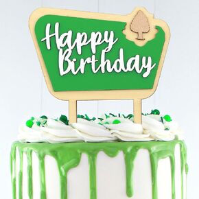 Happy Birthday Wooden Cake Topper, 1st Birthday Wooden Cake supplies，Camper Wooden Cake Decorations，Woodland Cake Toppers for Boys and girl, Birthday Party Decoration, Best Souvenirs for Baby Shower
