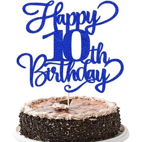 Glitter Happy 17th Birthday Cake Topper,Hello 17，Cheers to 17Years,17th Anniversary Cake Topper， boy girl 17 years old birthday Party Decor (blue)