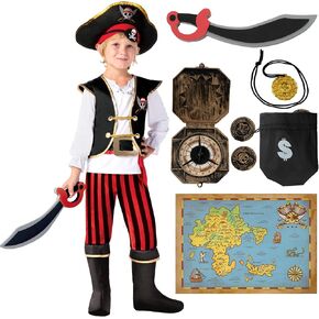 Spooktacular Creations Red Deluxe Pirate Costume for Kids Boys Halloween Dress Up