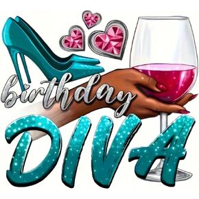 Birthday Diva Iron-on Transfer, Birthday Girl Style Heat Transfer Patch for DIY Clothing.