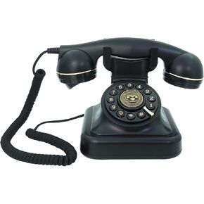 Corded Landline Home Phone, Black Retro Style Vintage Plastic Telephone Desktop Landline Telephone Fixed Antique Telephone Set for School Office Hotel Decor, 8005