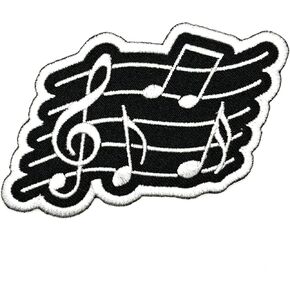 3" Musical Notes Iron On Patch - Embroidered Piano Music Applique Appliques Iron On Sew On Patches for Holes, Clothing, Jeans, Hat, Backpacks, Clothes - Music Patch