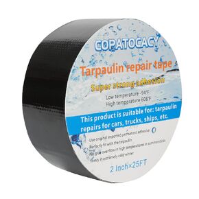 Tent Repair Tape for Fabric, Canvas, Boat Covers, Tent, Sail Tape, Tear Repair Patch Kit, Waterproof, UVproof Repair Tape and Outdoor Repair Patch, Black