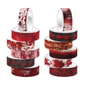 Adirasenotek Halloween Washi Tape Bloody Printing Tapes Spooky Bloodstain Pattern Masking Tapes 12 Rolls,for Gifts Wrapping DIY Art Crafts Wrapping Decor