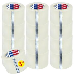 3" Heavy Duty Packing Tape, 24 Rolls, Clear, 3" Core, Total 1440Y, Clear, 2.2 mil, 3 inch x 60 Yards, Refill for Packaging and Shipping(3" Width, not 2" Width)