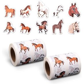 1000pcs Horse Stickers Roll, 10 Styles Horse Riding Stickers Horse Decal Horse Aesthetic Animal Stickers Horse Party Favors Stickers Pack for Girls, Boys,Kids, Water Bottles, Scrapbooking, Crafts