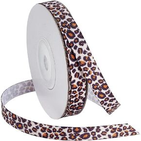 NBEADS Leopard Print Ribbon, About 10Yard x 0.39Inch Grosgrain Wired Edge Ribbon Animal Print Ribbon for Wrapping Party Decoration Hair Bows Garment Accessories, Chocolate