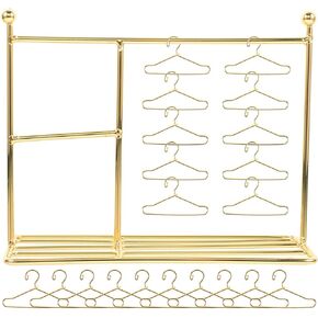 LOGOFUN Doll Dress Rack Doll Garment Rack with Hanger Metal Doll Clothing Rack Miniature Clothes Rack with Coat Hanger for Dollhouse Accessories - Gold