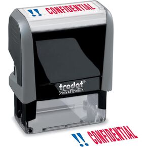 Trodat Stamp 4912 Office Printy with English Text Confidential – Self Inking, Red and Blue Ink, Impression Size 3/4" x 1-7/8"
