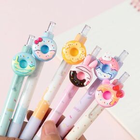 2Pcs Rollerball Pens, Black ink Stationery Cute Biscuit Gel Pen School Office Kawaii Supply Novelty Creative Choclate Sweet cake lovely funny Donuts fruit(Random Color)