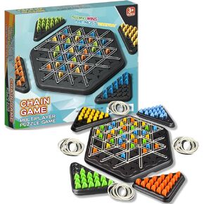 Chain Triangle Chess Game, Engaging Triggle Rubber Band Strategy Game for Kids and Adults, Portable Triangle Board Game for Birthdays and Family Gatherings, 2 to 4 Players