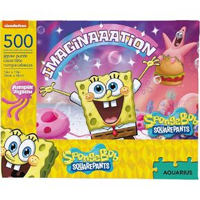 AQUARIUS SpongeBob SquarePants Imagination Puzzle (500 Piece Jigsaw Puzzle) - Officially Licensed SpongeBob Merchandise & Collectibles - Glare Free - Precision Fit - 14x19In