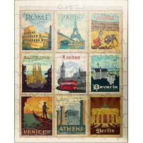 MyPuzzle Europe Travel, Collage, Vintage Poster - Premium 1000 Piece Jigsaw Puzzle for Adults
