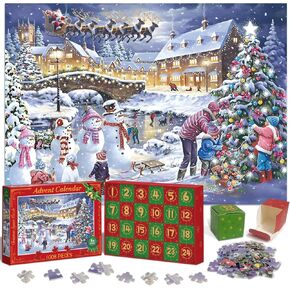 Christmas Advent Calendar Puzzles 2024, 1008 Pieces Advent Calendar Jigsaw Puzzles Dog, 24 Days Christmas Countdown Calendar Puzzles, Family Puzzle Game Christmas Gifts for Kids Teens Adults