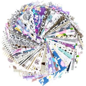 50pcs 1010cm Different Pattern Patchwork Fabric Craft Printed Cotton Material Mixed Squares Bundle Quilting Scrapbooking Sewing Artcraft DIY Fabric Purple Series