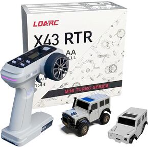 LDARC 1:43 Scale Mini RC Crawler RTR RC Rock Truck 4x4 2.4GHz Hobby Grade Remote Control Car Model Vehicle RC Buggy, Comes with a DIY Replaceable Body Shell for Adults (Tan)