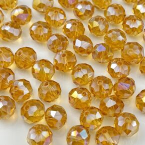 100pcs 8mm Crystal Glass Beads for Crafts Faceted Rondelle Glass Beads for Jewelry Making Crystal Spacer Beads for Necklaces Bracelets Earrings DIY Craft(Dark Blue AB)