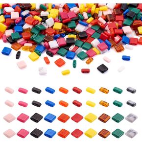 Beadthoven 200pcs Glitter Tila Tile Beads 2-Hole Glass Seed Beads Opaque Flat Square Beads Double Hole Connector Beads for Multi-Strand Jewelry Bracelet Craft Making