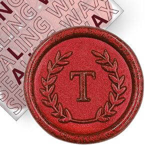 25Pcs Red Letter T Adhesive Wax Seal Stickers, Hand-Made, No Need Seal Stamp, Tear and Use Wax Stickers for Wedding Invitations, Envelopes, Christmas Gift