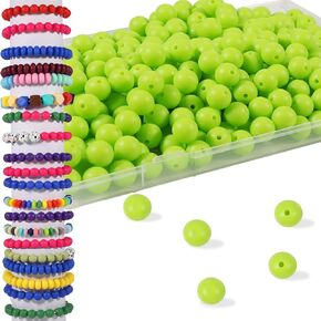 200Pcs Silicone Beads, 12mm Silicone Beads for Keychain Making, Silicone Beads Bulk for Bracelet Making Necklace Making and Round Silicone Focal Beads for Pens (Deep Green)