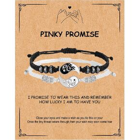 72ore Couple Bracelets for Boyfriend and Girlfriend Love Heart Bracelets Adjustable Black String Bracelets Promise Bracelets Jewelry Gifts for Him and Her