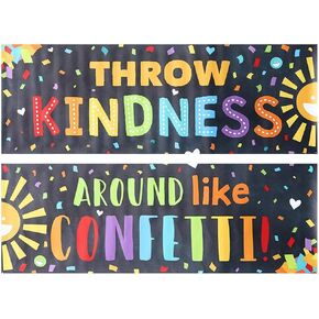 okhobby 2PCS Banner and Posters, Motivational & Inspirational Growth Mindset Wall Decor, Bulletin Board for Decorations-Throw Kindness & Around Like Confetti