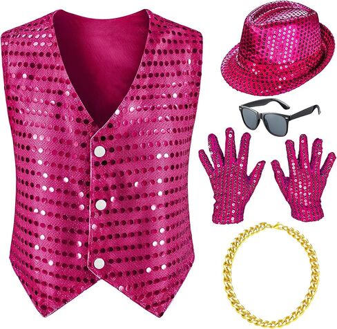 مجموعة نظارات رقص الهيب هوب للأطفال للأولاد من الترتر وقبعة لحفلات الرقص من 3 إلى 10 سنوات in Kuwait