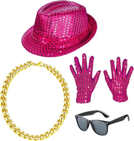 مجموعة نظارات رقص الهيب هوب للأطفال للأولاد من الترتر وقبعة لحفلات الرقص من 3 إلى 10 سنوات in Kuwait