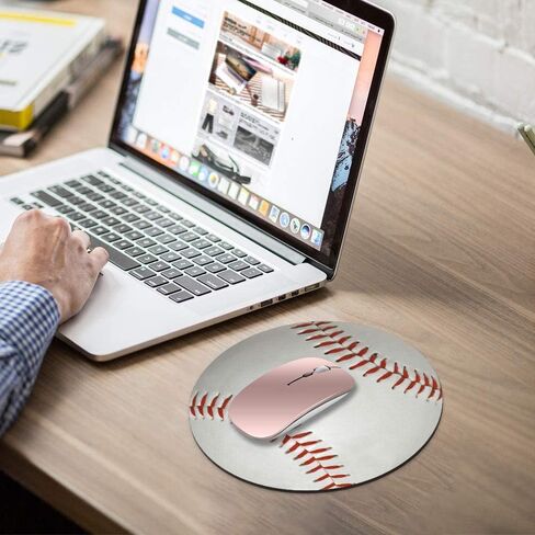 Round Mouse Pad with Coasters Set, Baseball Design Mouse Pad Non-Slip Rubber Mousepad Office Accessories Desk Decor Mouse Pads for Computers Laptop in Saudi Arabia