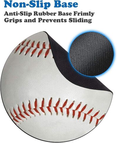 Round Mouse Pad with Coasters Set, Baseball Design Mouse Pad Non-Slip Rubber Mousepad Office Accessories Desk Decor Mouse Pads for Computers Laptop in Saudi Arabia