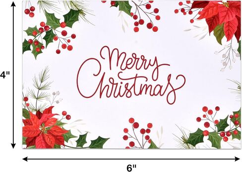 هدية بوتيك 120 حزمة عيد ميلاد سعيد تحية بطاقات بريدية 4 "× 6" عطلة بطاقات بريدية البونسيتة مع تصميم التوت الشتاء بطاقة ملاحظة فارغة للأطفال / الكبار مكتب عمل المعلم أو الكنيسة ملاحظات الشكر in Saudi Arabia