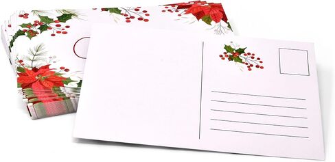 هدية بوتيك 120 حزمة عيد ميلاد سعيد تحية بطاقات بريدية 4 "× 6" عطلة بطاقات بريدية البونسيتة مع تصميم التوت الشتاء بطاقة ملاحظة فارغة للأطفال / الكبار مكتب عمل المعلم أو الكنيسة ملاحظات الشكر in Saudi Arabia