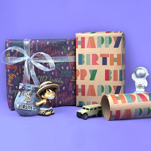 CCXSY Happy Birthday Wrapping Paper,Kraft Paper Music Colour Lines 27x20 Inch Folding Packaging 10 Sheets in Saudi Arabia
