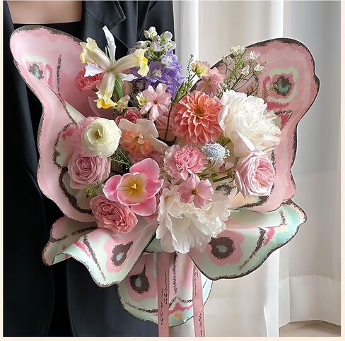 Aiouclay 93Pcs Flower Bouquet Accessories,Butterfly Wrapping Paper,Butterflies for Bouquets,Flower Wrapping Paper for Mother's Day Wedding Graduation Birthday Flower Shop DIY Craft in Saudi Arabia