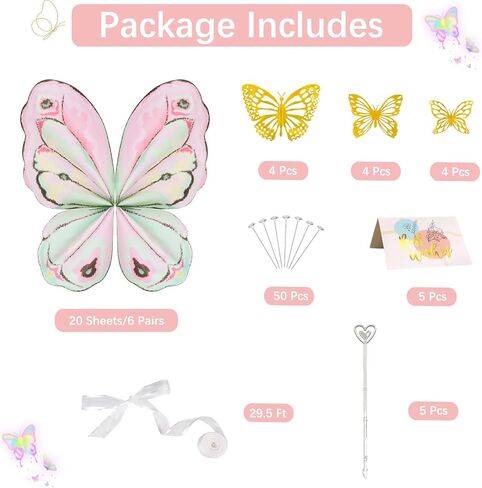 Aiouclay 93Pcs Flower Bouquet Accessories,Butterfly Wrapping Paper,Butterflies for Bouquets,Flower Wrapping Paper for Mother's Day Wedding Graduation Birthday Flower Shop DIY Craft in Saudi Arabia