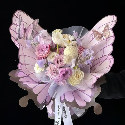 Aiouclay 93Pcs Flower Bouquet Accessories,Butterfly Wrapping Paper,Butterflies for Bouquets,Flower Wrapping Paper for Mother's Day Wedding Graduation Birthday Flower Shop DIY Craft in Saudi Arabia