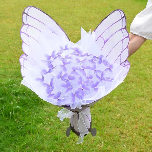 Aiouclay 93Pcs Flower Bouquet Accessories,Butterfly Wrapping Paper,Butterflies for Bouquets,Flower Wrapping Paper for Mother's Day Wedding Graduation Birthday Flower Shop DIY Craft in Saudi Arabia