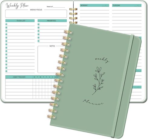 Undated Weekly Planner - Weekly To Do List Notebook with Goal & Habit Tracker, Daily Weekly Journal with Spiral Binding, 6.3"x8.5", Pink in Saudi Arabia