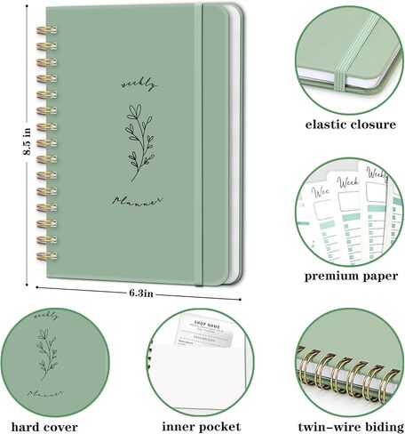 Undated Weekly Planner - Weekly To Do List Notebook with Goal & Habit Tracker, Daily Weekly Journal with Spiral Binding, 6.3"x8.5", Pink in Saudi Arabia