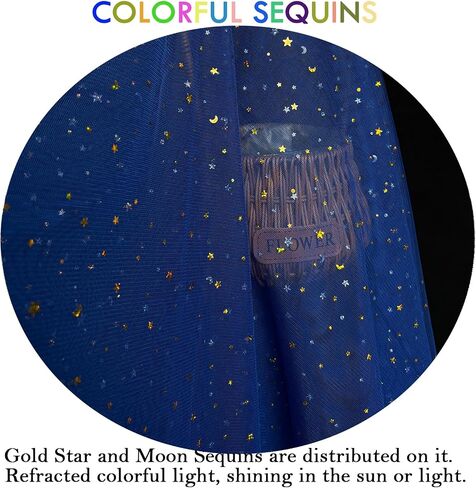 Glitter Tulle Fabric Rolls 63 inch by 5 Yards Navy Blue Gold Star Moon Sequin Tulle Netting Fabric for Tutu Skirt Sewing DIY Crafts Wedding Birthday Baby Shower in Kuwait
