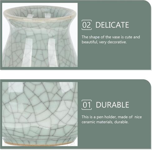 Angoily Ceramic Pen Holder 1pc, Pencil Cups for Desk, Chinese Ceramic Vase Flower Pots, Vintage Pen Cup, Makeup Brush Holders for Home Office Desk - Pencil Storage Organizer in Saudi Arabia
