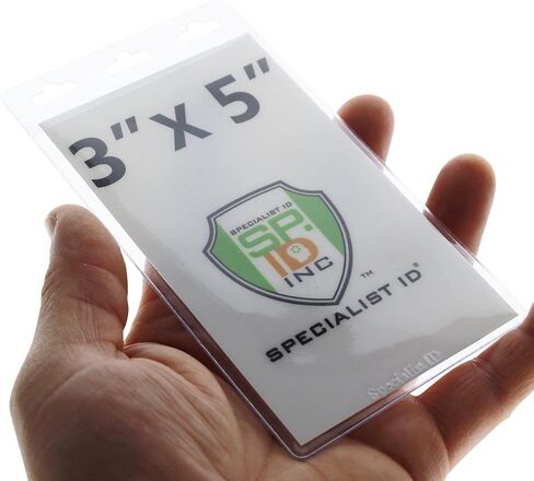 10 Pack - Large 3x5 Inch Large Clear Vertical Badge and Credential Holders with Lanyards for VIP Badges by Specialist ID (Black) in Kuwait