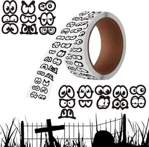 2000 قطعة من ملصقات الهالوين، ملصقات عيون الفم، ملصقات كرتونية، ملصقات فنية للحرف اليدوية، سجل القصاصات بنفسك (أسود) in Kuwait