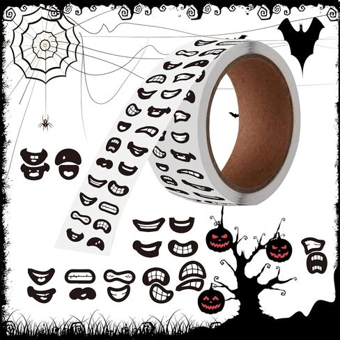 2000 قطعة من ملصقات الهالوين، ملصقات عيون الفم، ملصقات كرتونية، ملصقات فنية للحرف اليدوية، سجل القصاصات بنفسك (أسود) in Kuwait