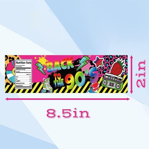 90s Party Supplies，24 Pieces Water Bottle Labels For Back to the 90s Party Decorations，Boys Girls Kids Baby Birthday Party Decorations in Saudi Arabia